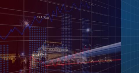 Digital Data Processing Overlay on Night Cityscape - Download Free Stock Images Pikwizard.com