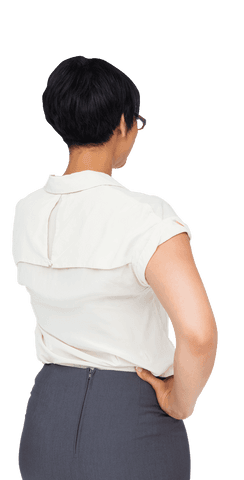Confident Businesswoman Standing with Hands on Hips, Transparent Background