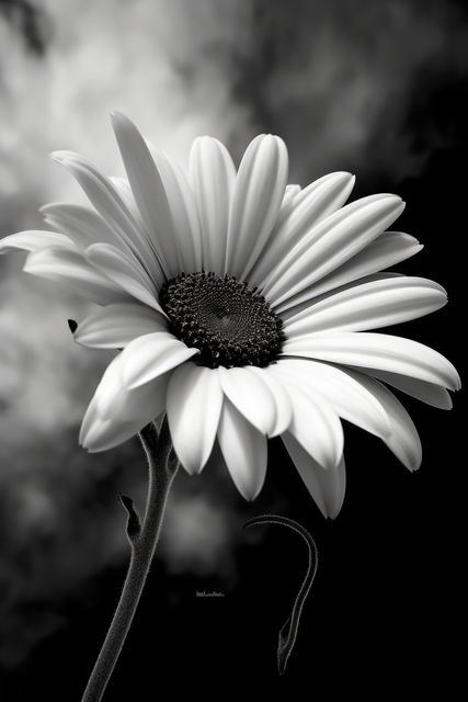 White daisy flower in black and white on black background, created using generative ai technology - Download Free Stock Photos Pikwizard.com
