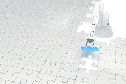robotic arm assembling transparent jigsaw puzzle pieces - Download Free Stock Videos Pikwizard.com