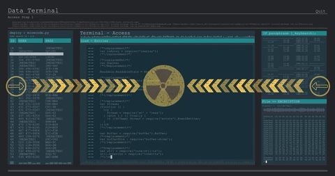 Nuclear Symbol over Data Code Reflecting Geopolitical Tensions - Download Free Stock Images Pikwizard.com