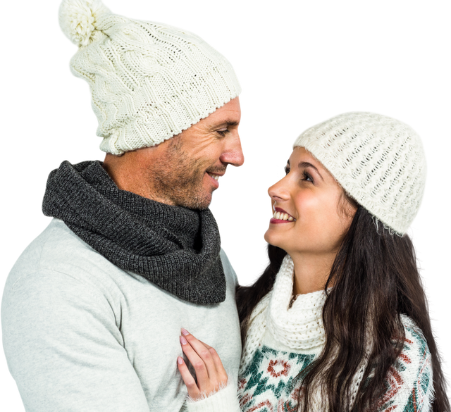 Couple Smiling and Wearing Winter Clothing on Transparent Background - Download Free Stock Videos Pikwizard.com