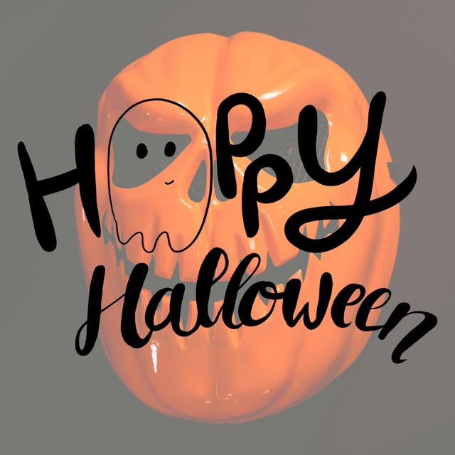 Festive Happy Halloween Template with Glowing Pumpkin - Download Free Stock Templates Pikwizard.com