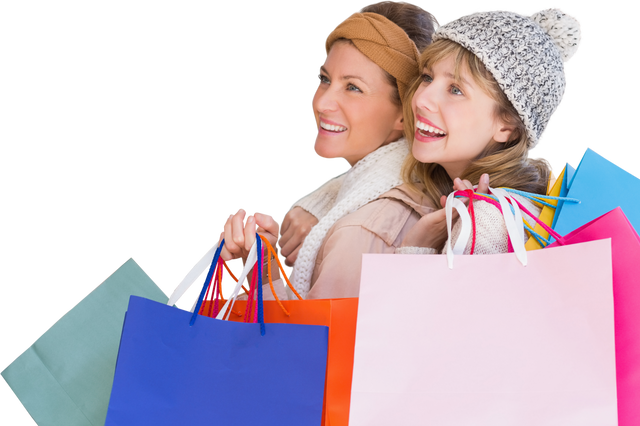 Transparent Image of Women Shopping with Colorful Bags Smiling Happily - Download Free Stock Videos Pikwizard.com