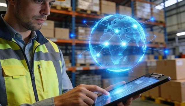 Using tablet with augmented reality globe for global logistics and inventory management