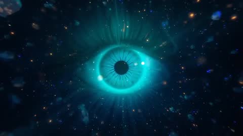 Pulsing Turquoise Eye in Celestial Space
