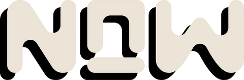 Bold Beige Rounded NOW Lettering on Transparent Background