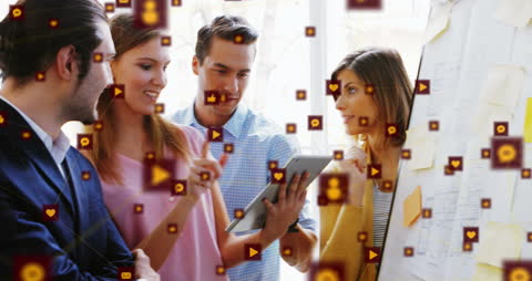 Animated Network Connections Overlay Diverse Collaborative Business Team