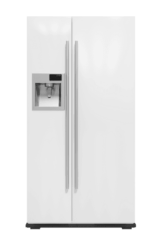 Transparent white modern refrigerator with ice and water dispenser