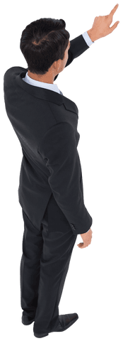 Transparent Back View of Businessman Pointing Forward in Suit