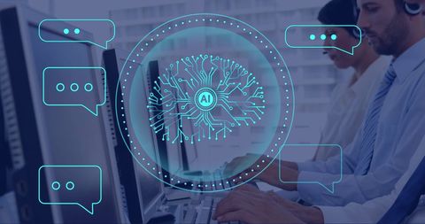 AI-Assisted Workforce with Digital Data Visualization