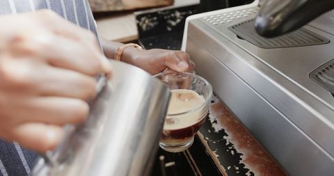 Barista Preparing Fresh Espresso in Coffee Shop - Download Free Stock Images Pikwizard.com