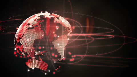 Digital Global Connection Network with Glowing Spots