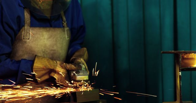 Metalworking Professional Shaping Metal with Grinder Creating Sparks - Download Free Stock Images Pikwizard.com