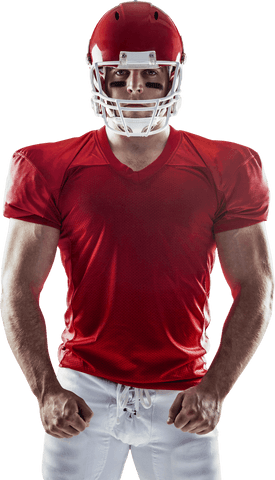 Transparent football player in red uniform front pose