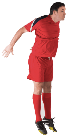 Football Player in Red Uniform Jumping Transparent Background - Download Free Stock Videos Pikwizard.com