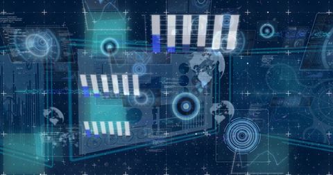 Digital Interface with Data Processing on Blue Background - Download Free Stock Images Pikwizard.com