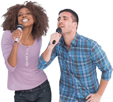 Cheerful Teenagers Singing Karaoke with Microphones Transparent Background - Download Free Stock Videos Pikwizard.com