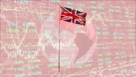 UK Flag Overlaid with Dynamic Global Financial Data