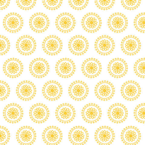 Yellow floral pattern on transparent background illustration