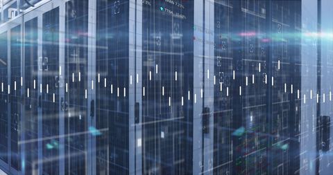 Digital Interface Overlapping Data Servers in Modern Facility - Download Free Stock Images Pikwizard.com