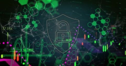Cybersecurity in Finance: Padlock Symbol with Digital Graphs - Download Free Stock Images Pikwizard.com