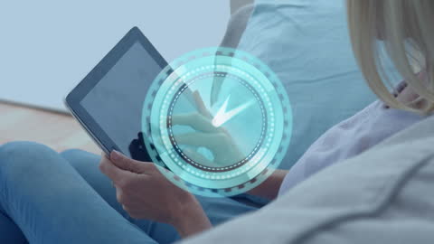 Digital Interaction Concept with Clock Animation on Tablet