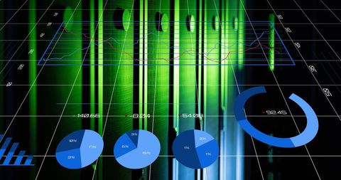 futuristic data visualization and analysis in server room - Download Free Stock Images Pikwizard.com