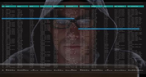 Hooded Hacker Analyzing Data on Computer Screen - Download Free Stock Images Pikwizard.com