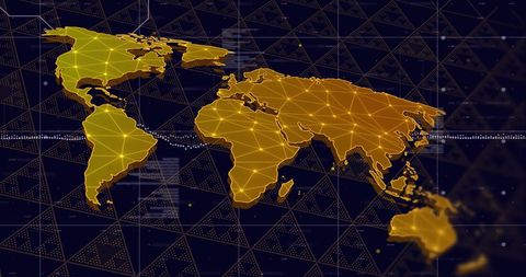 Digital World Map with Network Connections over Geometric Background - Download Free Stock Images Pikwizard.com