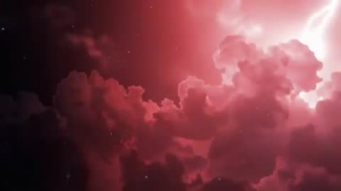 Dynamic Storm Sky with Red-Shifting Cumulus Clouds and Lightning
