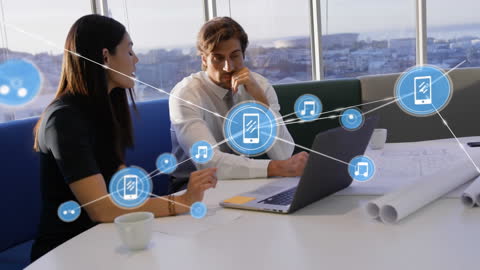 Business Professionals Discussing Digital Network Connections