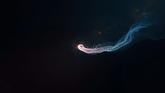 Elegant Swirling Particle Stream Dynamic Digital Art