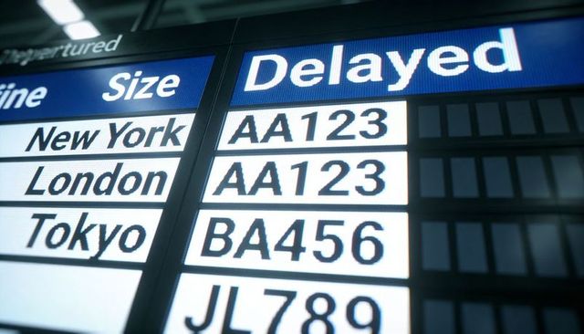 Displaying delayed international flights on departure board to new york london tokyo