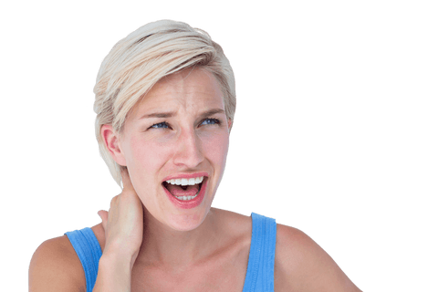 Woman Screaming in Pain with Hand on Neck, Transparent Background - Download Free Stock Videos Pikwizard.com