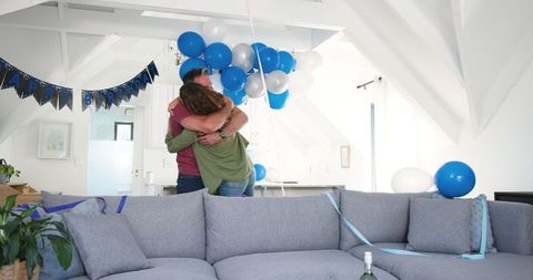 Joyful birthday celebration at home surprise