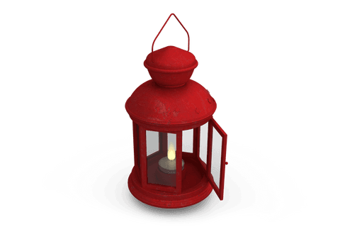 Transparent red lantern with candle for traditional themes
