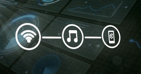 Digital Connectivity Icons on 3D Graphs Background - Download Free Stock Images Pikwizard.com