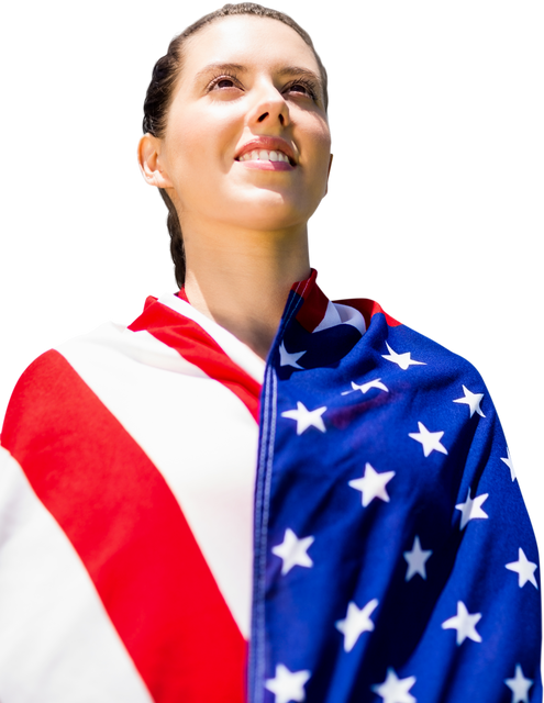 Caucasian Woman Wrapped in USA Flag, Transparent Background, Patriotic Concept - Download Free Stock Videos Pikwizard.com