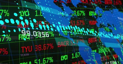 Global Finance and Economy Concept with Digital Data and World Map Background - Download Free Stock Images Pikwizard.com