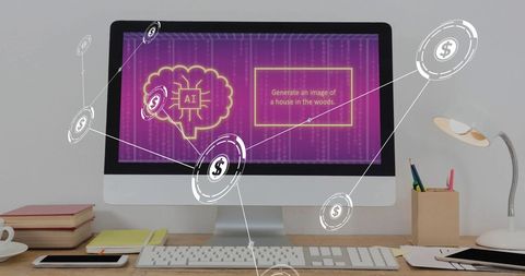 AI Data Processing and Business Networking on Computer - Download Free Stock Images Pikwizard.com