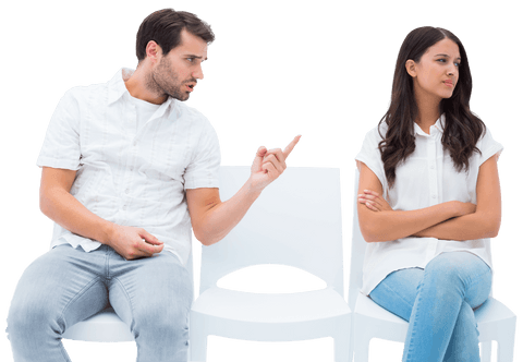Transparent Couple Disagreeing While Seated in Casual Outfits - Download Free Stock Videos Pikwizard.com