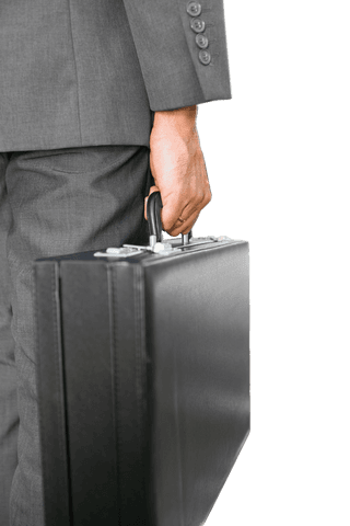 Caucasian Businessman Holding Briefcase on Transparent Background