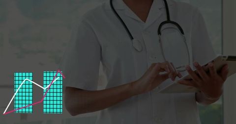Healthcare Professional Analyzing Digital Data Charts