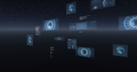 Digital Interface with Global Data Screens in Virtual Space - Download Free Stock Images Pikwizard.com