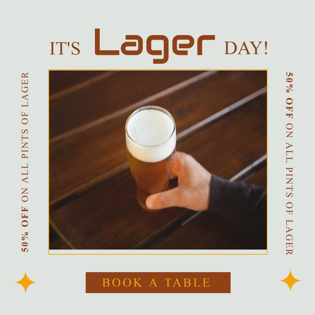 Lager Day Celebration Advertisement with Beer Mug and Promotional Text - Download Free Stock Templates Pikwizard.com