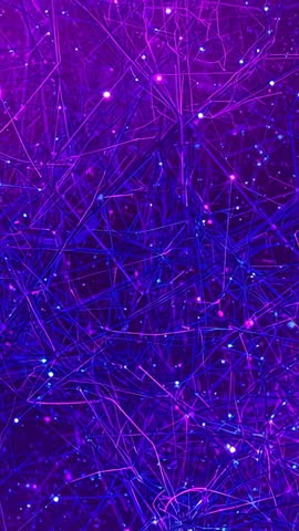Pulsating Neon Network Vertical Loop Purple-Blue Digital Nodes Interconnecting Lines