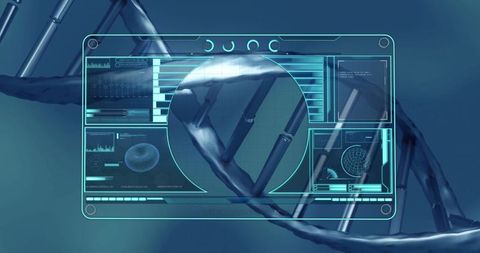 Digital DNA Interface with Futuristic Data Processing Interface - Download Free Stock Images Pikwizard.com