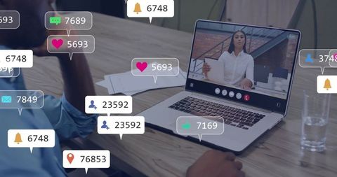 Virtual conference call and digital interaction with notifications
