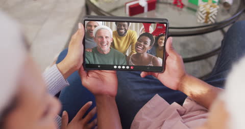 Cheerful Virtual Christmas Call with Friends